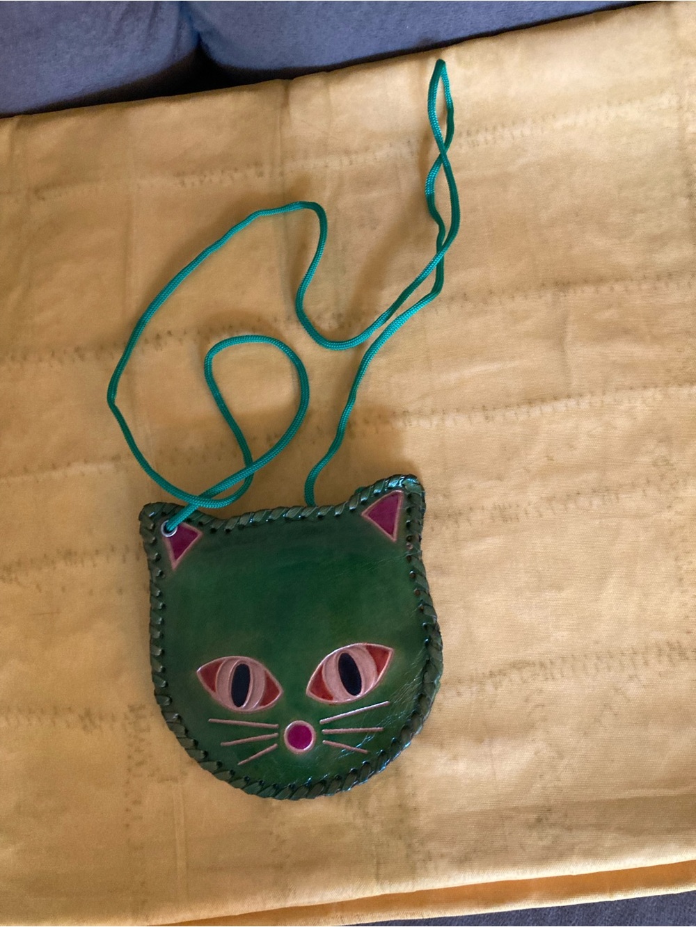 Green Cat-Face Crossbody Bag - Women's Novelty Leather Purse